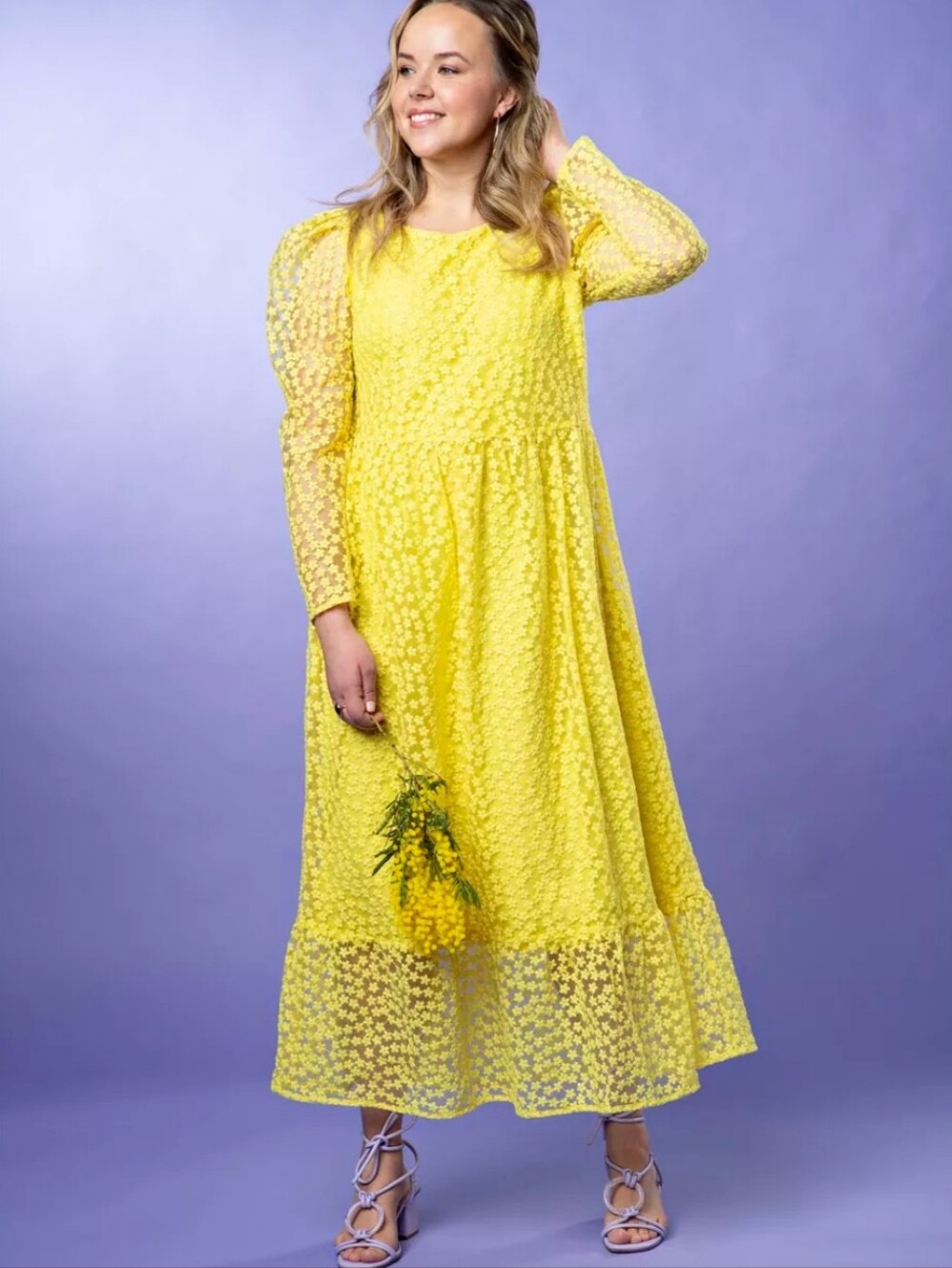 Selected Femme Mya Floral Yellow Maxi Dress Size 8